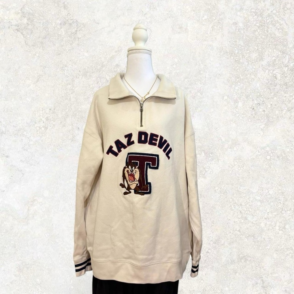 Warner Bros. Taz Devil Cream Zip-Up Sweater